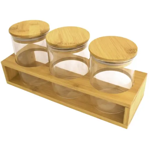 3-Piece Storage Jars & Stand Display